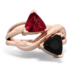 Lab Ruby Split Band Swirl 14K Rose Gold ring R2341