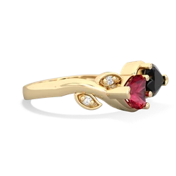 Lab Ruby Floral Elegance 14K Yellow Gold ring R5790