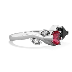 Lab Ruby Floral Elegance 14K White Gold ring R5790