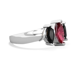 Lab Ruby Three Peeks 14K White Gold ring R2433