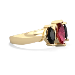 Lab Ruby Three Peeks 14K Yellow Gold ring R2433