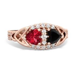 Lab Ruby Sparkling Celtic Knot 14K Rose Gold ring R2645