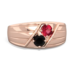 Lab Ruby Men's Streamline 14K Rose Gold ring R0460