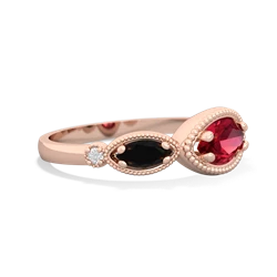 Lab Ruby Milgrain Marquise 14K Rose Gold ring R5700