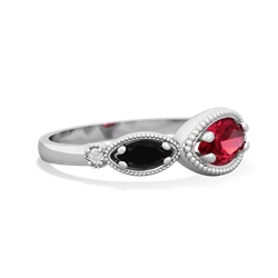 Lab Ruby Milgrain Marquise 14K White Gold ring R5700