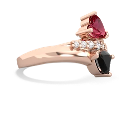 Lab Ruby Heart To Heart 14K Rose Gold ring R2064