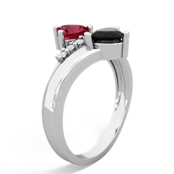 Lab Ruby Heart To Heart 14K White Gold ring R2064