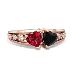 Lab Ruby Heart To Heart 14K Rose Gold ring R3342