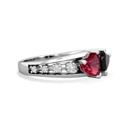 Lab Ruby Heart To Heart 14K White Gold ring R3342