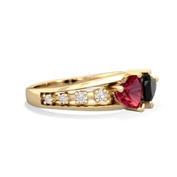 Lab Ruby Heart To Heart 14K Yellow Gold ring R3342