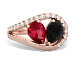 Lab Ruby Nestled Heart Keepsake 14K Rose Gold ring R5650