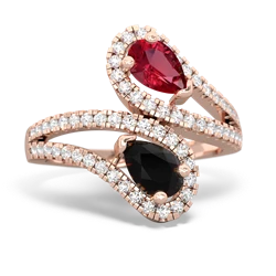 Lab Ruby Diamond Dazzler 14K Rose Gold ring R3000