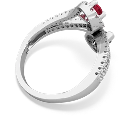 Lab Ruby Diamond Dazzler 14K White Gold ring R3000