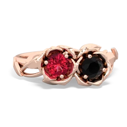 Lab Ruby Rose Garden 14K Rose Gold ring R5510