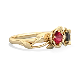 Lab Ruby Rose Garden 14K Yellow Gold ring R5510