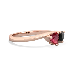 Lab Ruby Sweethearts 14K Rose Gold ring R5260