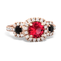 Lab Ruby Regal Halo 14K Rose Gold ring R5350