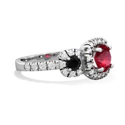 Lab Ruby Regal Halo 14K White Gold ring R5350