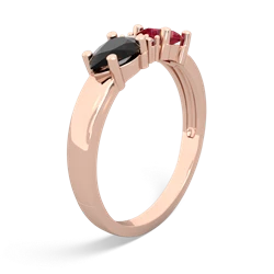 Lab Ruby Pear Bowtie 14K Rose Gold ring R0865