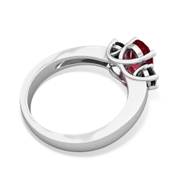 Lab Ruby Three Stone Oval Trellis 14K White Gold ring R4024