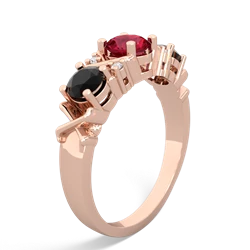 Lab Ruby Hugs And Kisses 14K Rose Gold ring R5016