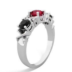 Lab Ruby Hugs And Kisses 14K White Gold ring R5016