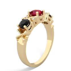 Lab Ruby Hugs And Kisses 14K Yellow Gold ring R5016