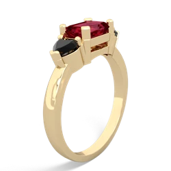 Lab Ruby Three Stone 14K Yellow Gold ring R5235