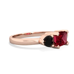 Lab Ruby Three Stone 14K Rose Gold ring R5235