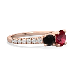 Lab Ruby Pave Trellis 14K Rose Gold ring R5500