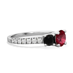 Lab Ruby Pave Trellis 14K White Gold ring R5500