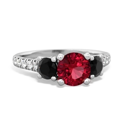 Lab Ruby Pave Trellis 14K White Gold ring R5500