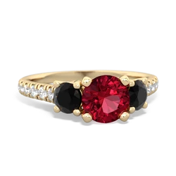 Lab Ruby Pave Trellis 14K Yellow Gold ring R5500