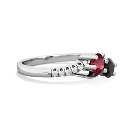 Lab Ruby Infinity Pave Two Stone 14K White Gold ring R5285