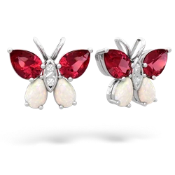 Lab Ruby Butterfly 14K White Gold earrings E2215