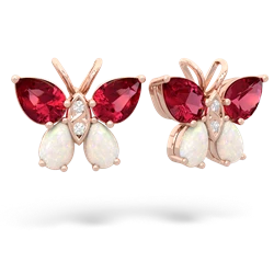 Lab Ruby Butterfly 14K Rose Gold earrings E2215