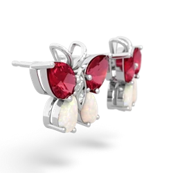 Lab Ruby Butterfly 14K White Gold earrings E2215