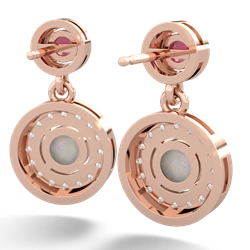 Lab Ruby Halo Dangle 14K Rose Gold earrings E5319