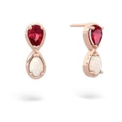 Lab Ruby Infinity 14K Rose Gold earrings E5050