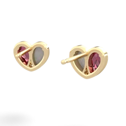 Lab Ruby 'Our Heart' 14K Yellow Gold earrings E5072