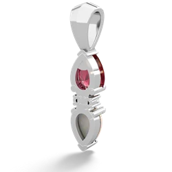 Lab Ruby Bowtie Drop 14K White Gold pendant P0865