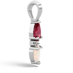 Lab Ruby Bowtie Drop 14K White Gold pendant P0865
