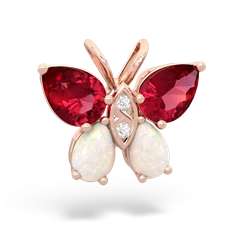 Lab Ruby Butterfly 14K Rose Gold pendant P2215