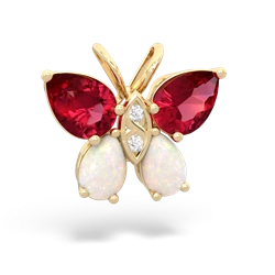 Lab Ruby Butterfly 14K Yellow Gold pendant P2215