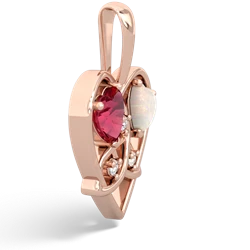 Lab Ruby Celtic Trinity Heart 14K Rose Gold pendant P5331