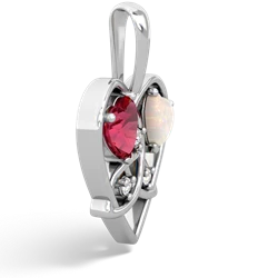 Lab Ruby Celtic Trinity Heart 14K White Gold pendant P5331