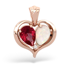 Lab Ruby Two Become One 14K Rose Gold pendant P5330