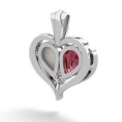 Lab Ruby Two Become One 14K White Gold pendant P5330