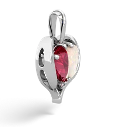 Lab Ruby Two Become One 14K White Gold pendant P5330