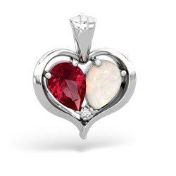 Lab Ruby Two Become One 14K White Gold pendant P5330